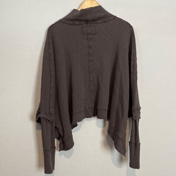 Free People Horseshoe Brown Moon Daisy Turtleneck Ribbed Knit Top Women's Small - Picture 4 of 6